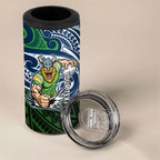 Custom Canberra Raiders 4 in 1 Can Cooler Tumbler Viking Warrior Polynesia Islander Rugby Mascot