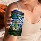 Custom Canberra Raiders 4 in 1 Can Cooler Tumbler Viking Warrior Polynesia Islander Rugby Mascot
