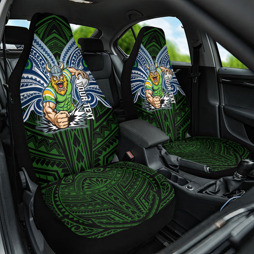 Custom Canberra Raiders Car Seat Cover Viking Warrior Polynesia Islander Rugby Mascot