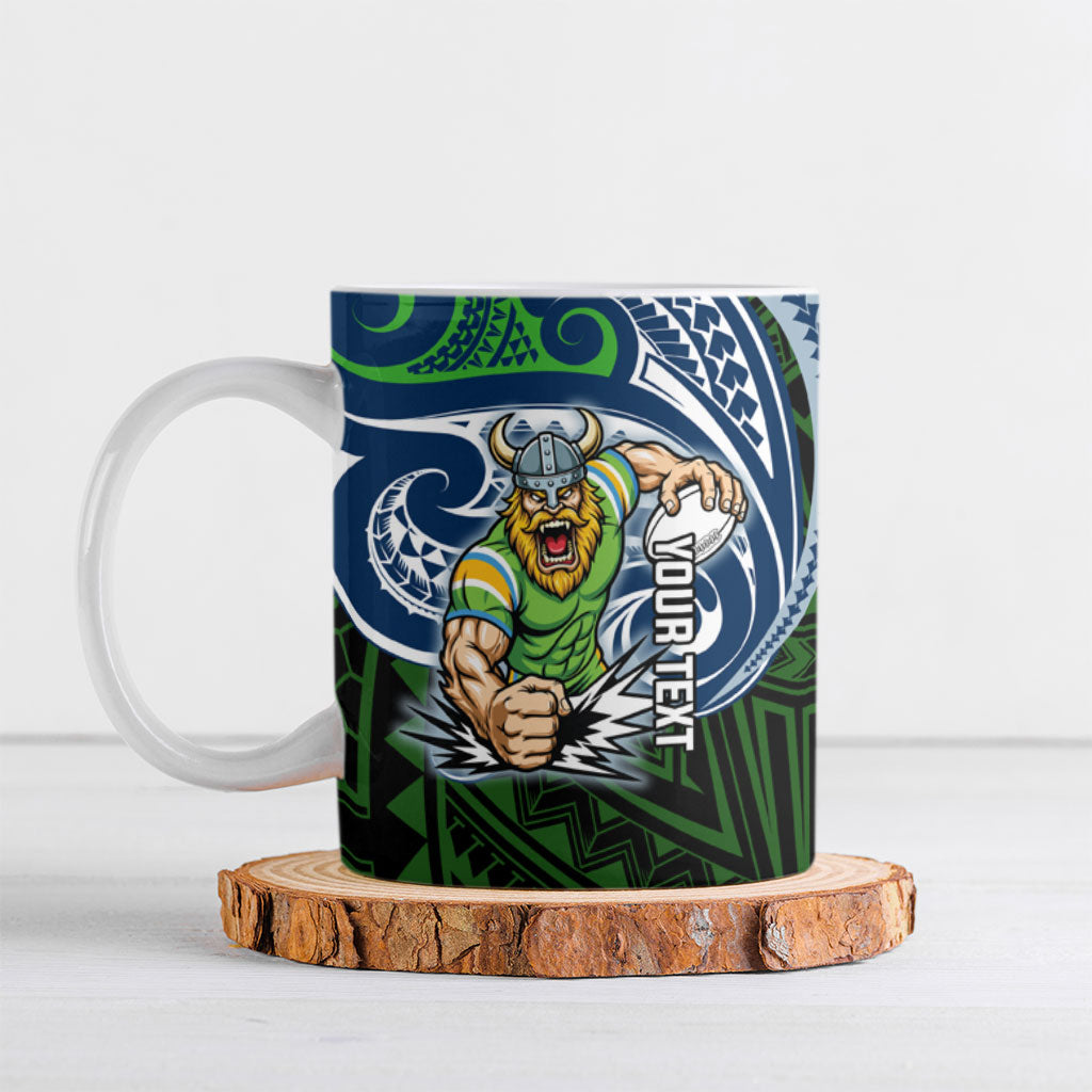 Custom Canberra Raiders Ceramic Mug Viking Warrior Polynesia Islander Rugby Mascot