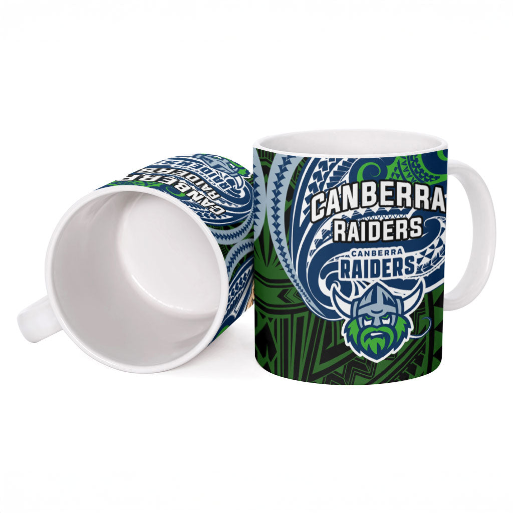 Custom Canberra Raiders Ceramic Mug Viking Warrior Polynesia Islander Rugby Mascot