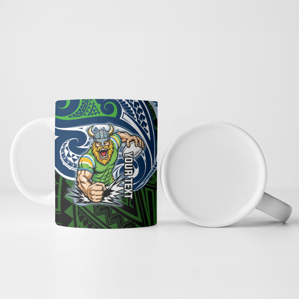 Custom Canberra Raiders Ceramic Mug Viking Warrior Polynesia Islander Rugby Mascot