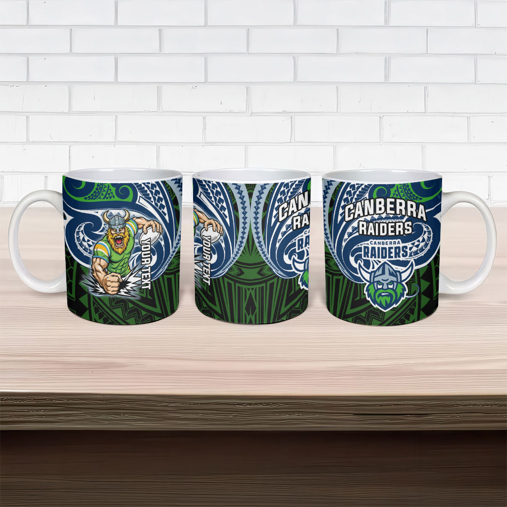 Custom Canberra Raiders Ceramic Mug Viking Warrior Polynesia Islander Rugby Mascot