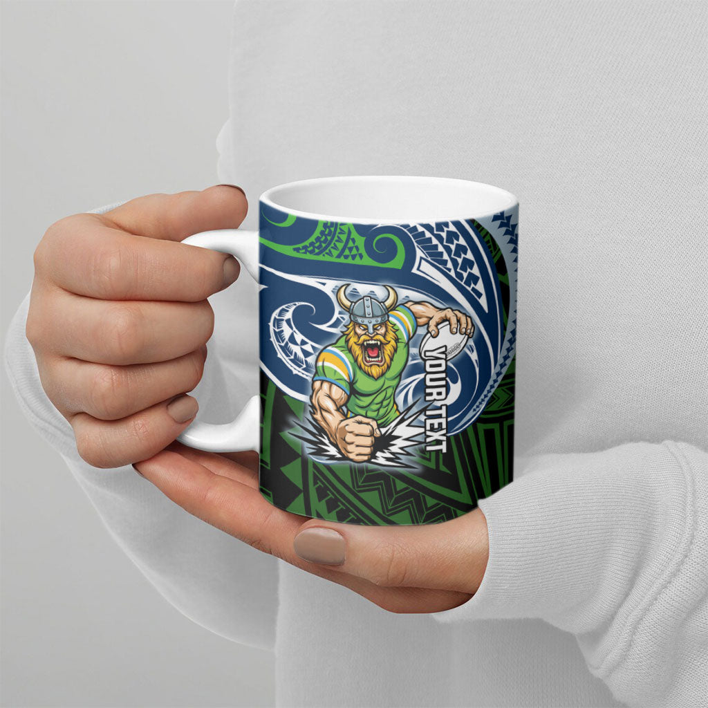 Custom Canberra Raiders Ceramic Mug Viking Warrior Polynesia Islander Rugby Mascot
