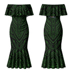 Custom Canberra Raiders Couples Matching Mermaid Dress and Hawaiian Shirt Viking Warrior Polynesia Islander Rugby Mascot