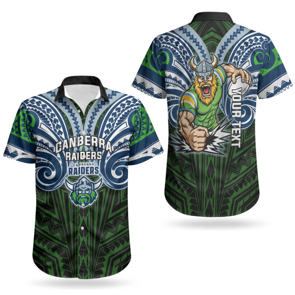 Custom Canberra Raiders Couples Matching Puletasi and Hawaiian Shirt Viking Warrior Polynesia Islander Rugby Mascot