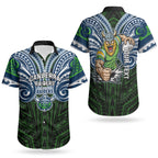 Custom Canberra Raiders Couples Matching Tank Maxi Dress and Hawaiian Shirt Viking Warrior Polynesia Islander Rugby Mascot