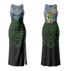 Custom Canberra Raiders Couples Matching Tank Maxi Dress and Hawaiian Shirt Viking Warrior Polynesia Islander Rugby Mascot