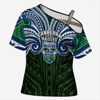 Custom Canberra Raiders Cross Shoulder Shirt Viking Warrior Polynesia Islander Rugby Mascot