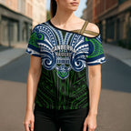 Custom Canberra Raiders Cross Shoulder Shirt Viking Warrior Polynesia Islander Rugby Mascot