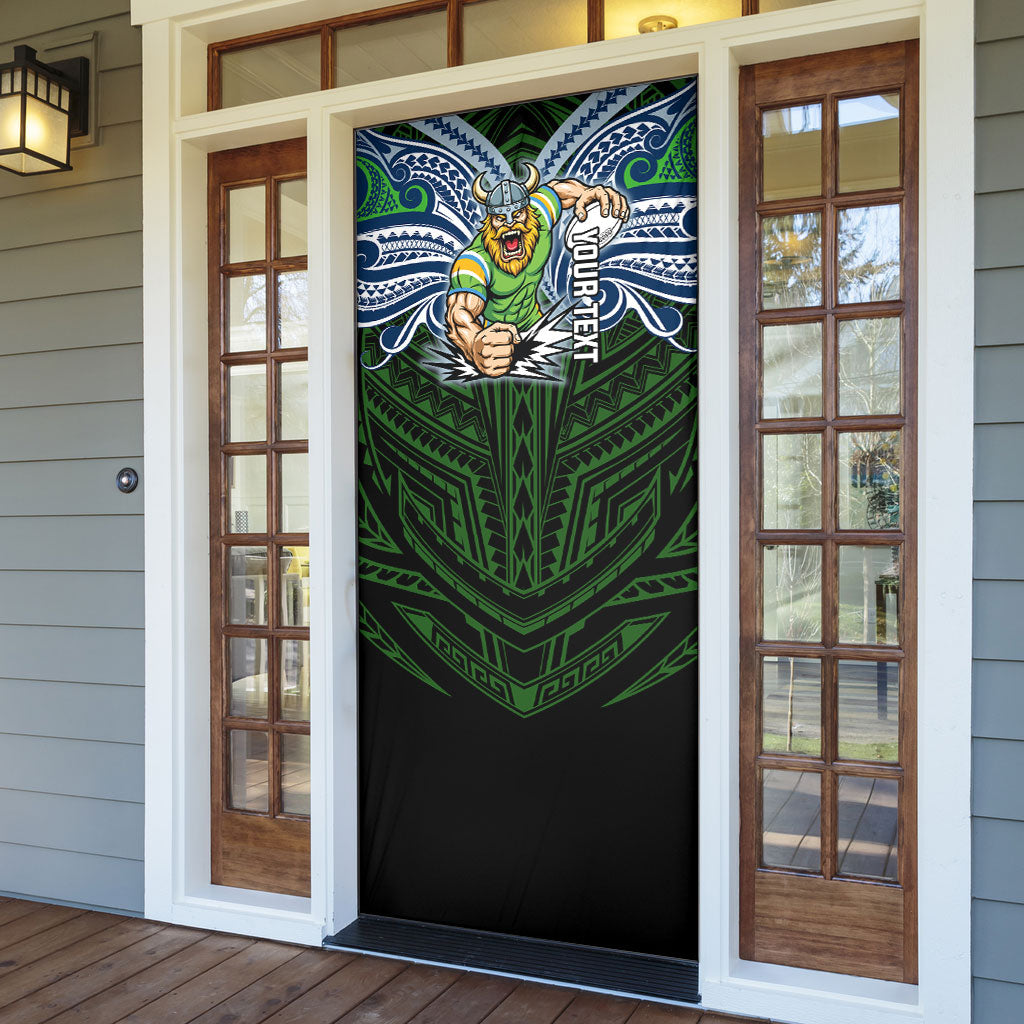 Custom Canberra Raiders Door Cover Viking Warrior Polynesia Islander Rugby Mascot