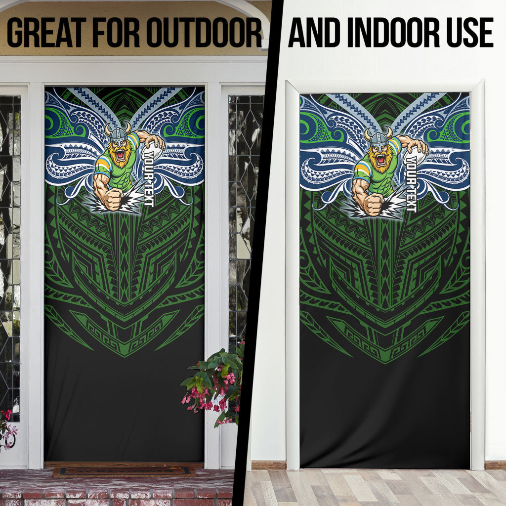 Custom Canberra Raiders Door Cover Viking Warrior Polynesia Islander Rugby Mascot