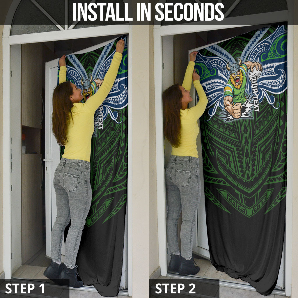 Custom Canberra Raiders Door Cover Viking Warrior Polynesia Islander Rugby Mascot