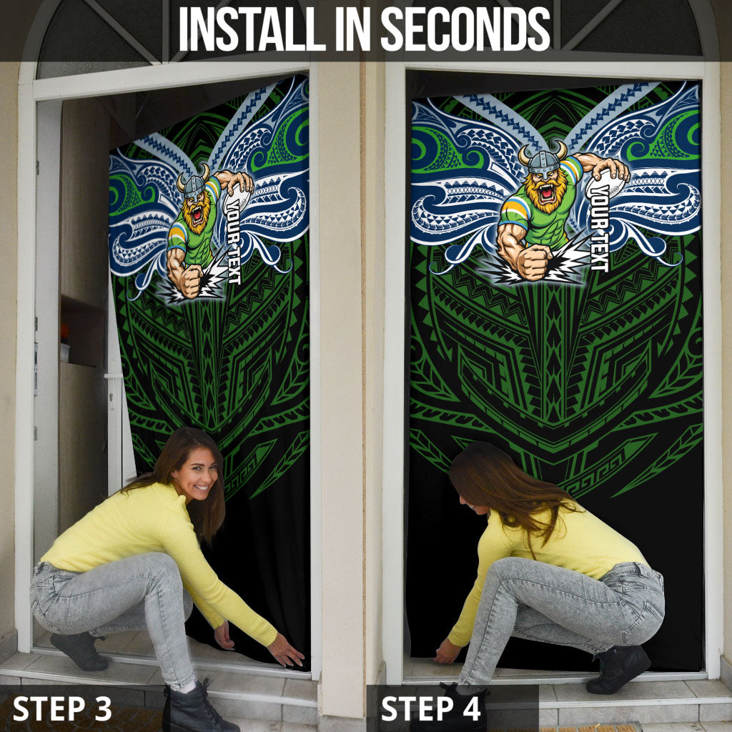 Custom Canberra Raiders Door Cover Viking Warrior Polynesia Islander Rugby Mascot
