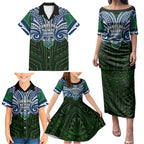 Custom Canberra Raiders Family Matching Puletasi and Hawaiian Shirt Viking Warrior Polynesia Islander Rugby Mascot