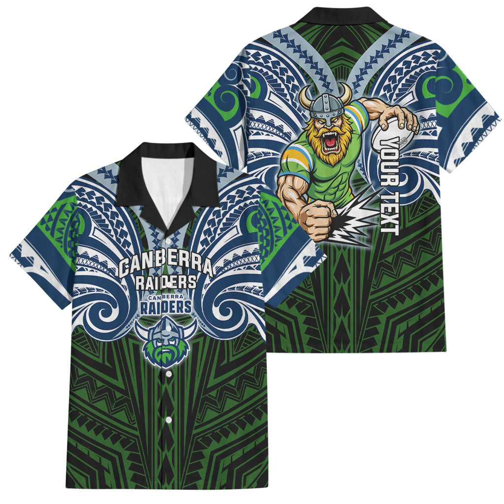 Custom Canberra Raiders Family Matching Puletasi and Hawaiian Shirt Viking Warrior Polynesia Islander Rugby Mascot