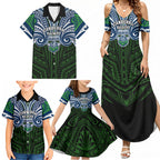 Custom Canberra Raiders Family Matching Summer Maxi Dress and Hawaiian Shirt Viking Warrior Polynesia Islander Rugby Mascot