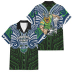 Custom Canberra Raiders Family Matching Summer Maxi Dress and Hawaiian Shirt Viking Warrior Polynesia Islander Rugby Mascot