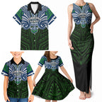 Custom Canberra Raiders Family Matching Tank Maxi Dress and Hawaiian Shirt Viking Warrior Polynesia Islander Rugby Mascot
