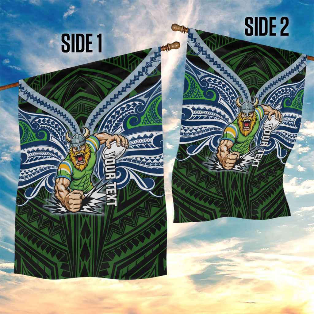 Custom Canberra Raiders Garden Flag Viking Warrior Polynesia Islander Rugby Mascot