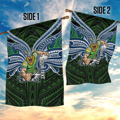 Custom Canberra Raiders Garden Flag Viking Warrior Polynesia Islander Rugby Mascot