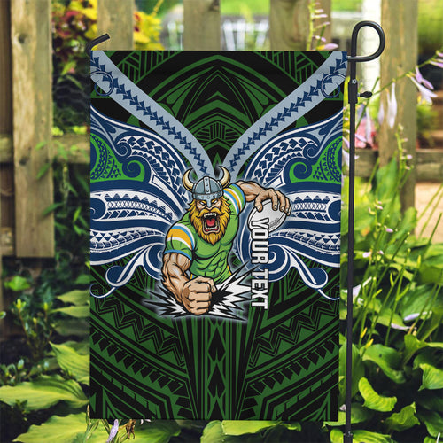 Custom Canberra Raiders Garden Flag Viking Warrior Polynesia Islander Rugby Mascot