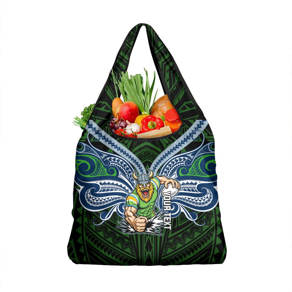 Custom Canberra Raiders Grocery Bag Viking Warrior Polynesia Islander Rugby Mascot