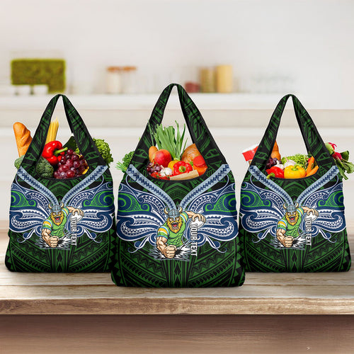 Custom Canberra Raiders Grocery Bag Viking Warrior Polynesia Islander Rugby Mascot