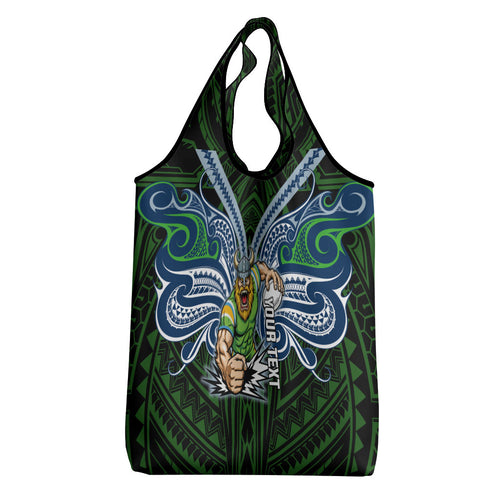 Custom Canberra Raiders Grocery Bag Viking Warrior Polynesia Islander Rugby Mascot