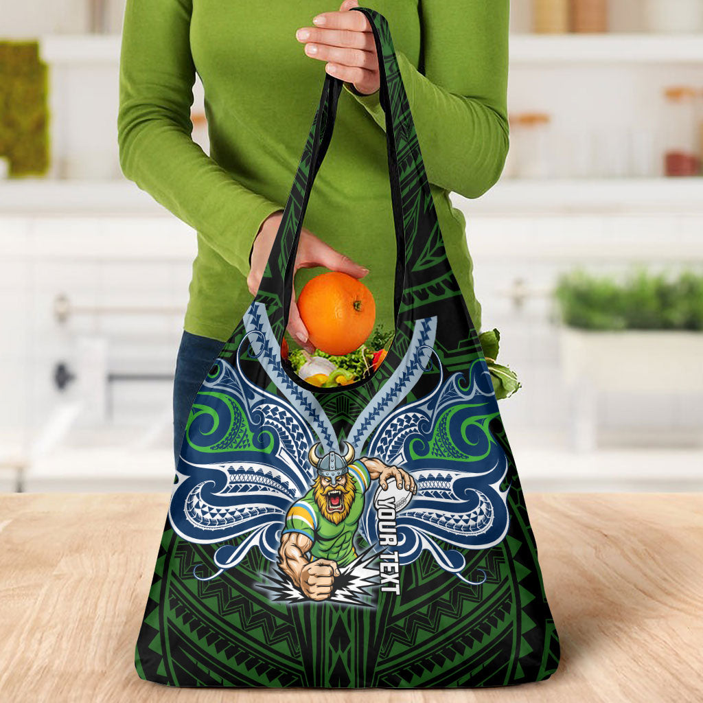 Custom Canberra Raiders Grocery Bag Viking Warrior Polynesia Islander Rugby Mascot