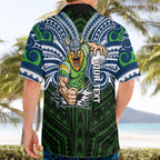 Custom Canberra Raiders Hawaiian Shirt Viking Warrior Polynesia Islander Rugby Mascot