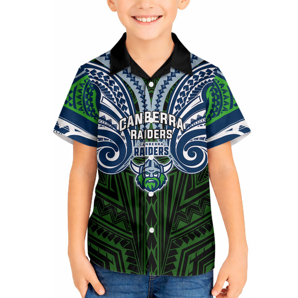 Custom Canberra Raiders Hawaiian Shirt Viking Warrior Polynesia Islander Rugby Mascot