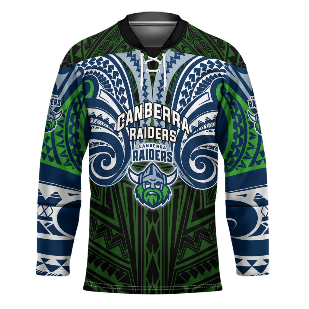 Custom Canberra Raiders Hockey Jersey Viking Warrior Polynesia Islander Rugby Mascot