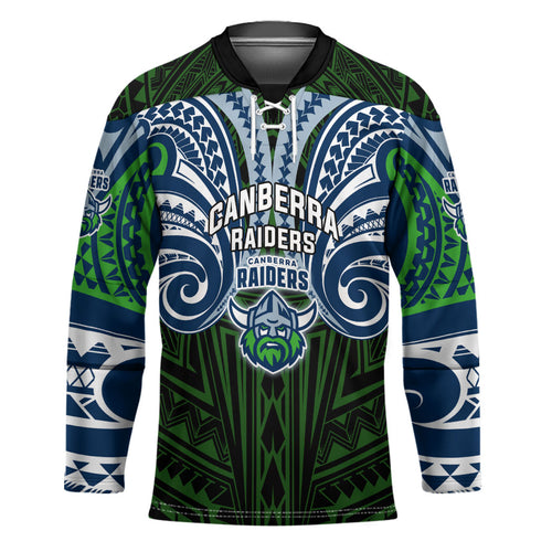 Custom Canberra Raiders Hockey Jersey Viking Warrior Polynesia Islander Rugby Mascot