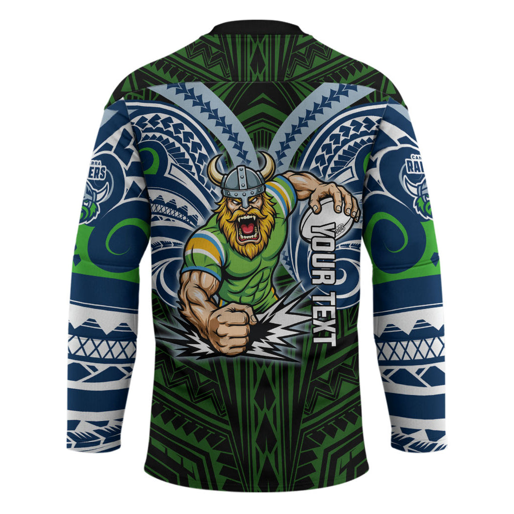 Custom Canberra Raiders Hockey Jersey Viking Warrior Polynesia Islander Rugby Mascot