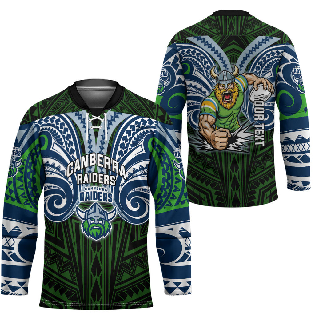 Custom Canberra Raiders Hockey Jersey Viking Warrior Polynesia Islander Rugby Mascot