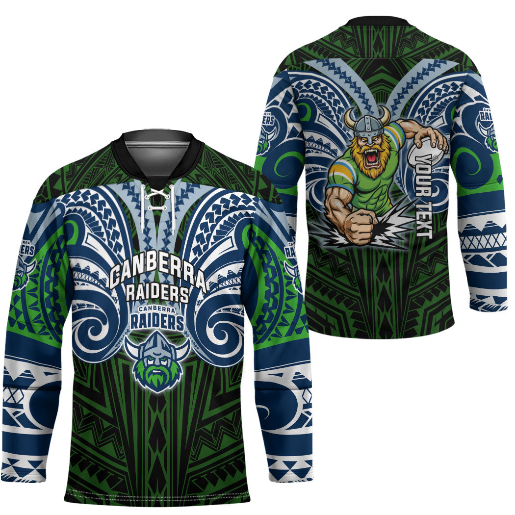 Custom Canberra Raiders Hockey Jersey Viking Warrior Polynesia Islander Rugby Mascot