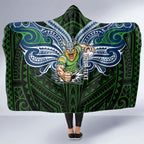 Custom Canberra Raiders Hooded Blanket Viking Warrior Polynesia Islander Rugby Mascot