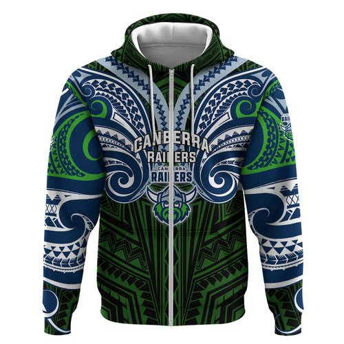 Custom Canberra Raiders Hoodie Viking Warrior Polynesia Islander Rugby Mascot