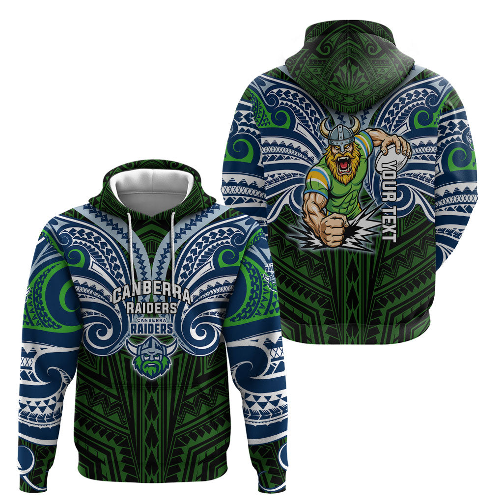 Custom Canberra Raiders Hoodie Viking Warrior Polynesia Islander Rugby Mascot