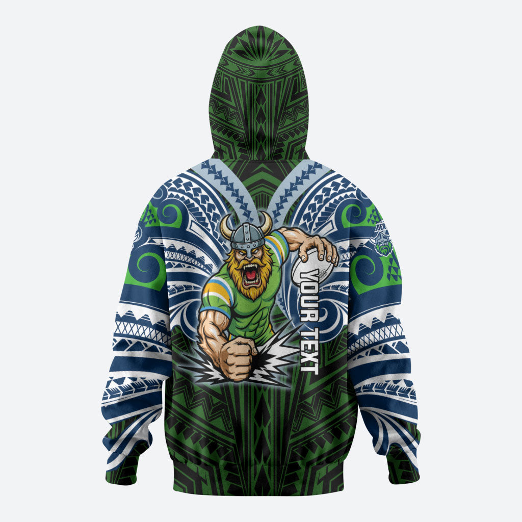 Custom Canberra Raiders Hoodie Viking Warrior Polynesia Islander Rugby Mascot