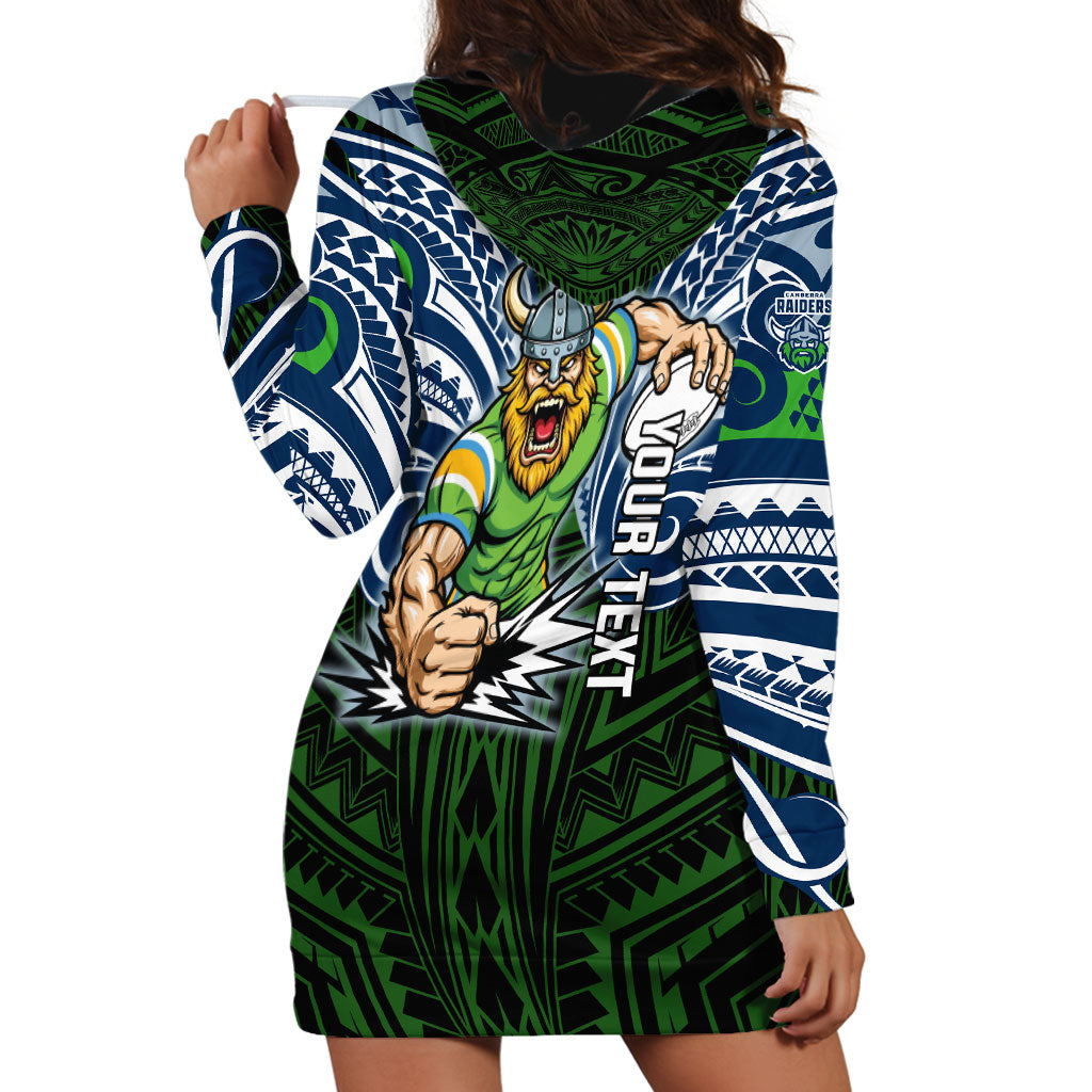 Custom Canberra Raiders Hoodie Dress Viking Warrior Polynesia Islander Rugby Mascot