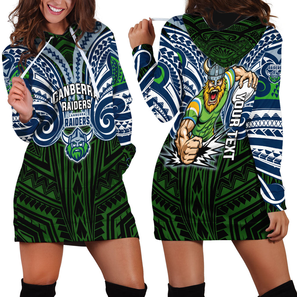 Custom Canberra Raiders Hoodie Dress Viking Warrior Polynesia Islander Rugby Mascot