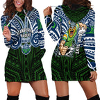 Custom Canberra Raiders Hoodie Dress Viking Warrior Polynesia Islander Rugby Mascot