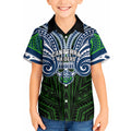 Custom Canberra Raiders Kid Hawaiian Shirt Viking Warrior Polynesia Islander Rugby Mascot