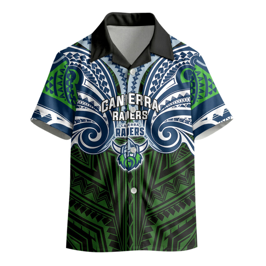 Custom Canberra Raiders Kid Hawaiian Shirt Viking Warrior Polynesia Islander Rugby Mascot