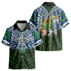Custom Canberra Raiders Kid Hawaiian Shirt Viking Warrior Polynesia Islander Rugby Mascot