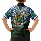 Custom Canberra Raiders Kid Hawaiian Shirt Viking Warrior Polynesia Islander Rugby Mascot