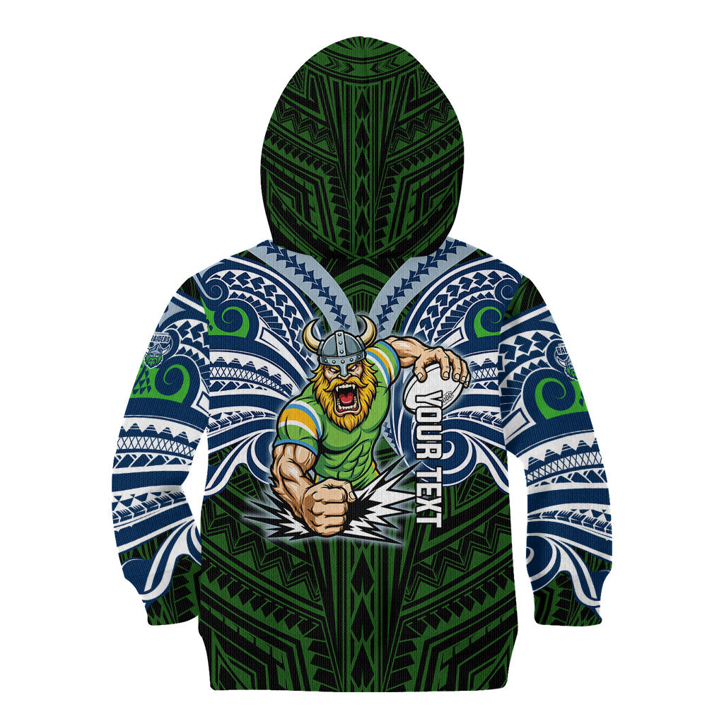 Custom Canberra Raiders Kid Hoodie Viking Warrior Polynesia Islander Rugby Mascot