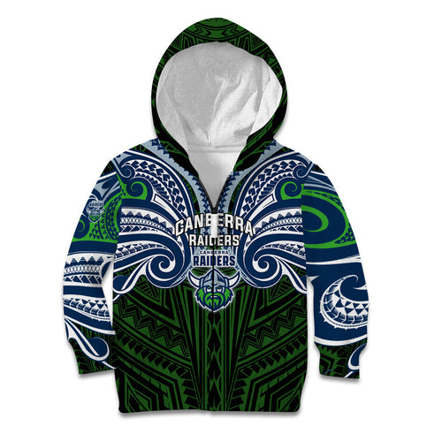 Custom Canberra Raiders Kid Hoodie Viking Warrior Polynesia Islander Rugby Mascot